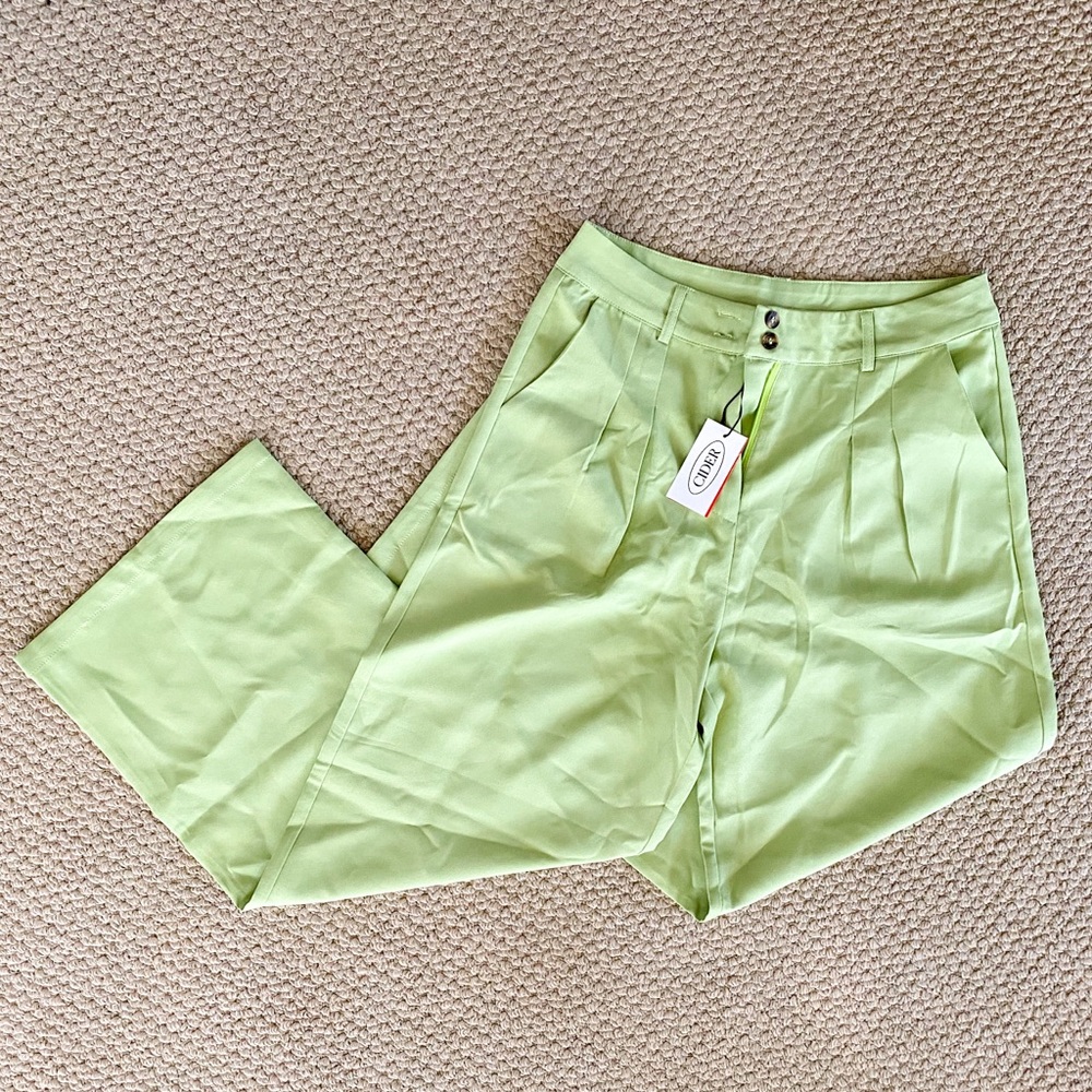 CIDER NWT High Waisted Trousers | Sz L | Lime Green